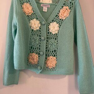 GORGEOUS MINT-GREEN CROCHET SWEATER
